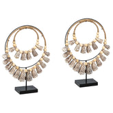 Leia Black Base and Natural Shells Decorative Necklace Set Of 2